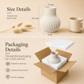 White Ceramic Vase, Modern Ribbed Flower Vase for Pampas Grass (Off White) | Cream Beige Wavy Decorative Vase, Boho Table Centerpiece for Living Room, Minimalist Ceramic Flowerpot, Dried Flowers Decor
