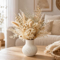 White Ceramic Vase, Modern Ribbed Flower Vase for Pampas Grass (Off White) | Cream Beige Wavy Decorative Vase, Boho Table Centerpiece for Living Room, Minimalist Ceramic Flowerpot, Dried Flowers Decor